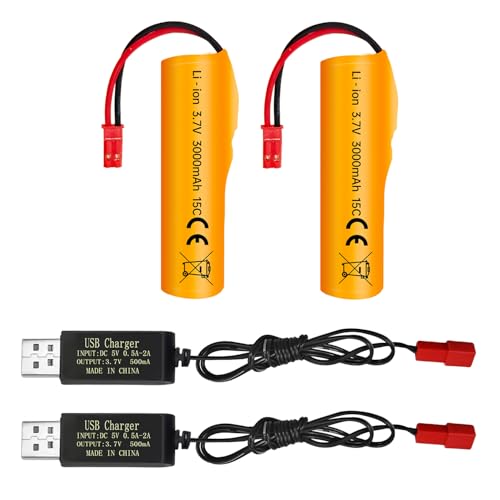 2PCS 3.7V 3000mAh Batterie avec fiche JST & 2PCS Ligne de Charge USB pour HJ819 DE819 RC Boat Huina 1337 1338 1516 1517 1552 1554 1558 RC Ingénierie des Véhicule Drift Voiture Camions