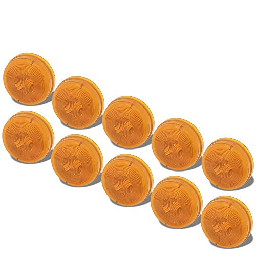 10PCs Truck-Lite 30200Y 30 Series PL-10 PC 2" Round Incandescent Grommet Mount Utility Light Marker Clearance Light (12V Yellow Polycarbonate)