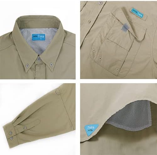 Tuna Men's UV UPF 50+ Sun Protection Soild Anti-Static Waterproof Breathable Fast Dry Hiking Fishing Long Sleeve Shirts - Image 4
