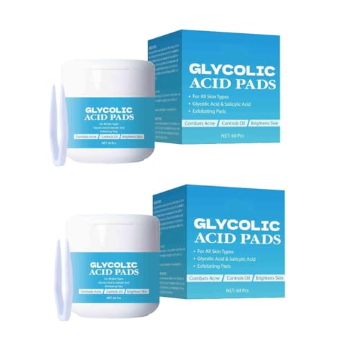 2PCS Glycolic Acid Exfoliating Pads - Gentle Peel Pads For Face, Brightening & Smoothing Skin