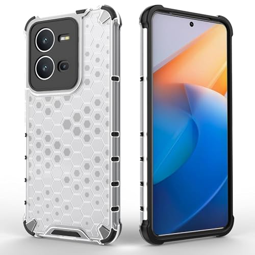 Image of Lustree TPU Honey Comb Armor Shock Proof Back Cover for for VIVO V25 5G (Transparent)