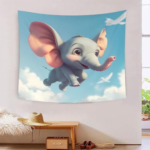 Tapisserie Éléphant 3D en Tissu pour une Décoration Murale Inspirante et Apaisante