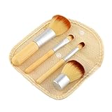 AKOAK 4 Pcs/Set Natural Bamboo Handle Makeup Brush, with a Storage Bag, Very Suitable for Travel, Blush/Powder/Eye Shadow Brush Set, Beauty Tools