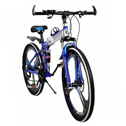 Dunedin Bikes, Bmw X6 Foldable Sports Bicycle Mountain Bike/Cycle 26 Inch High Carbon Steel Frame Folding Bicycle With 21 Speed Gear And Double Disc Brake.Blue(Unisex), Dual