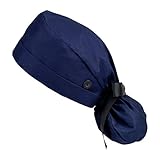 First Lifesaver Working Cap with Button and Sweatband Adjustable Hats for Women, Long Hair (Navy)