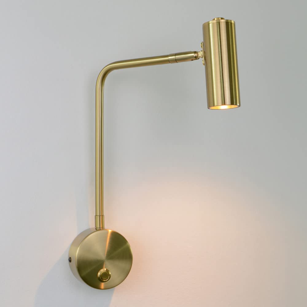 SXSCARKX Bedside Reading Sconce Gold Metal Wall Lamp Adjustable Mount Spot Light, Modern Hardwired Sconces with Switch Headboard Lamps, Living Room Bedroom 7W Lights (Color : 3000K)