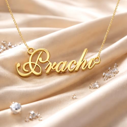 Image of Prachi Cursive Gold & Silver Name Pendant Necklace, Best Jewelry Gift for Girls.