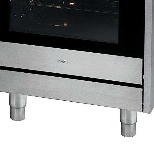 Close-up of the adjustable legs and lower panel of the Kaff KSQ 60 cooking range.