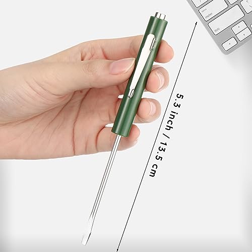 Image of Honoson 10 Pieces Pocket Screwdriver Mini Tops and Pocket Clips Magnetic Slotted Small Screw Driver with a Single Blade Head for Mechanical, Electrician(Dark Green)