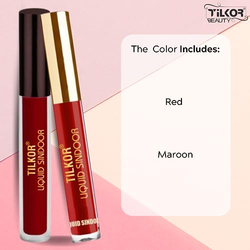 Image of TILKOR Ethnic Elegance: Liquid Sindoor - Smudge-Proof Formula - Skin-Friendly & Safe - Travel-Friendly Packaging - Perfect for Festivals & Special Occasions (Maroon)