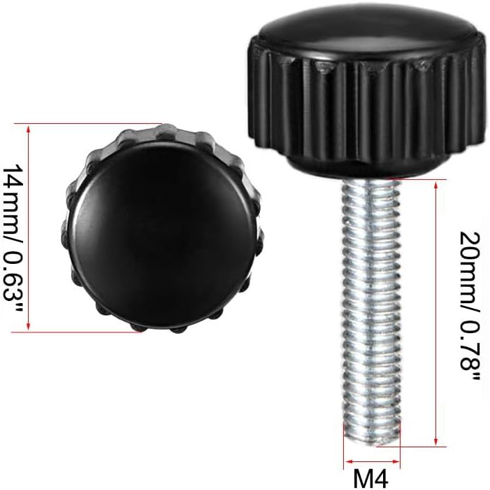 MACHSWON Knurled Clamping Knobs Saw Drill Press Lathe and Routing Jigs Packaging Machinery Printing Equipment Hand Clamping Handle Bolt Hand Knob Screw Replacement Parts M4 x 20mm 4pcs - Image 2