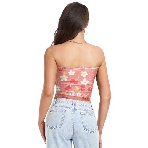 Vintage Birds Flower Butterfly Womens Boob Tube Top with Mesh Strapless Crop Top Strapless Bra Tube for Teen Girls Club3