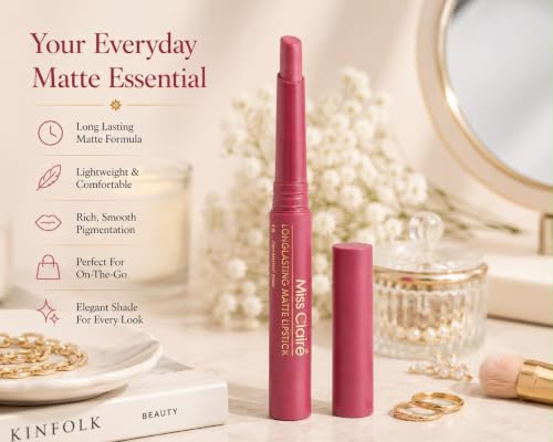 Image of Miss Claire Longlasting Matte Lipstick, Charming pink 18, 2 g (18)