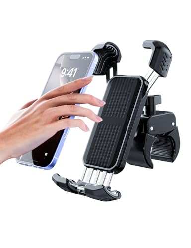 YINGLANG Soporte de teléfono móvil Bicicleta,Motocicleta Universal Soporte de teléfono Universal [360° Ajustable],Soporte de teléfono Manillar para Smartphone,iPhone 16 15 14 Pro (Ferroso)