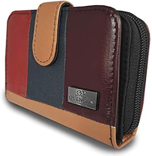 Quenchy London Ladies RFID Blocking Leather Purse - Multi Debit or Credit Card Spaces and Pockets with Zipped Closure - Zip Around Coins Section - (QL841QA)