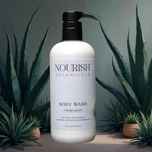 Image of Rustic Strength Nourish Botanicals Aloe Vera Body Wash, Cottage Garden 16 oz
