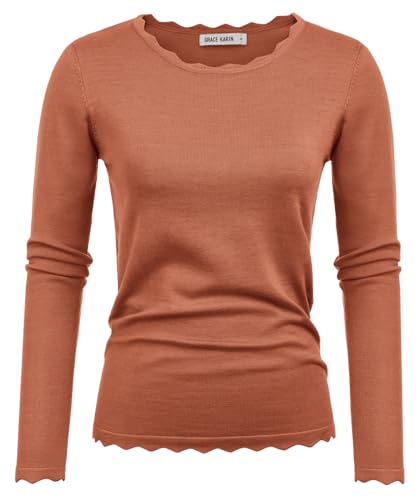 GRACE KARIN Women's High Stretchy Long Sleeve Pullover Sweater Blouse Top