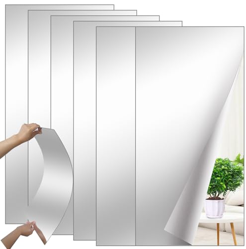 LECEHIVO 6 specchi da palestra per casa, 30,5 x 61 cm, autoadesivi, grandi, infrangibili, senza cornice, montaggio a parete, 2 mm di spessore, in acrilico, specchio per armadio, per allenamento