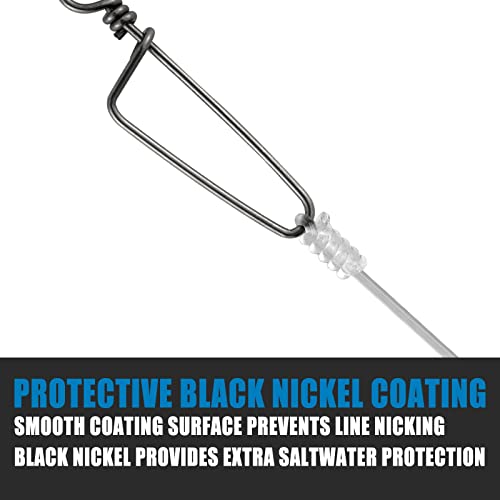 Dr.Fish 20 Counts Fishing Ball Bearing Swivel with Coastlock Snap Size 0+0 26Lb, Welded Ring, Saltwater Standard High Strength, Copper & Stainless Steel Black Nickle Coated