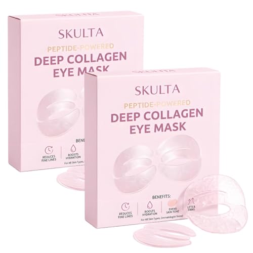 DELRRYJ Skulta Deep Peptide Collagen Eye Mask - Korean Hydrogel Patches for Dark Circles Puffy Bags Puffiness Wrinkles Fine Lines - Firming Hydrating Cooling Depuffing (2 Box(10 Pairs))