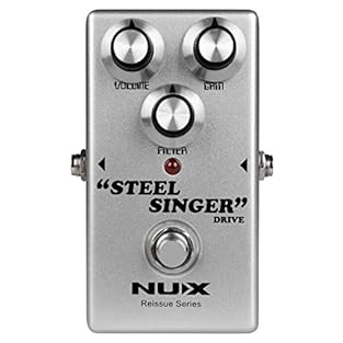 NUX STEEL SINGER DRIVE pedal from the Reissue Series is an overdrive pedal with the tonal character of the boutique amp from Califormia Smooth high end and sweet mid-range Pure Analog Circuit Warm and Natural Tube Overdrive Tone