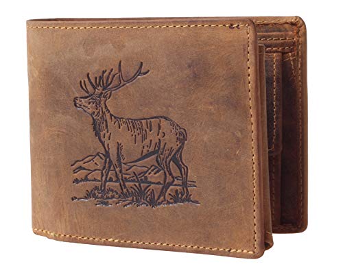 Portefeuille en cuir véritable marron Greenburry 1796-Stag-3 avec porte-monnaie intégré