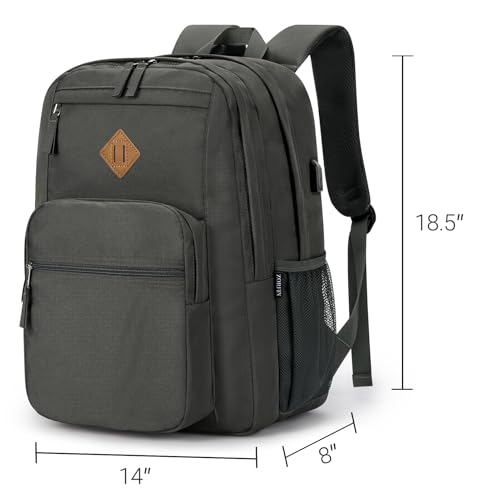 Image of ZORFIN 36L Backpack for College, and Travel: Water Resistant Bookbag with 8 Compartments - Forge Grey