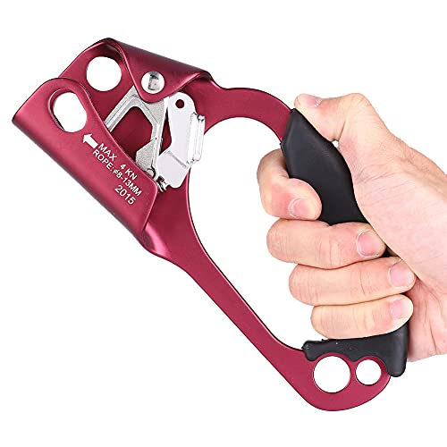 Drfeify Right Hand Ascender, Strong Climbing Equipment with Ergonomic Rubber Handle and Steel Cam for 8 to 13mm Rope (1)