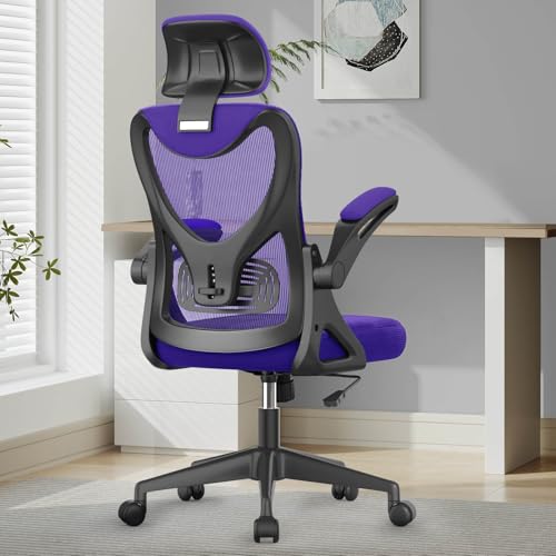 YONISEE Office Chair - Ergonomic Desk Chair with Lumbar Support Headrest Adjustable, Padded Flip-up Armrests Comfy Seat Cushion High Back Executive Manager Chair For Home Office