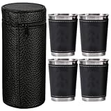 ULDIGI Juego de 4 Copas de Vino de Acero Inoxidable 170 Ml Portátiles y Resistentes para Picnic Camping y Uso al Aire Libre Funda Protectora Incluida Taza de Bebida Conveniente y