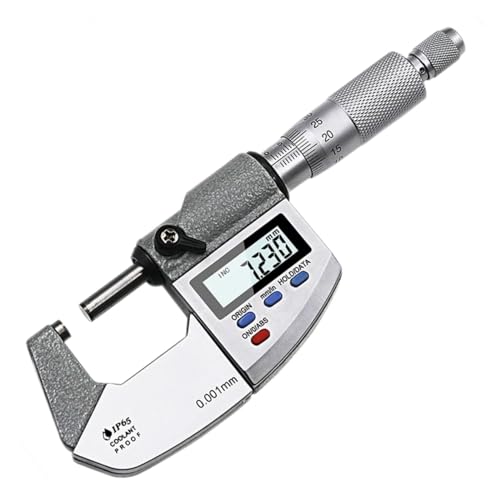 Micron Digital Micometer, IP65 Outside 0-25mm Industrial DIN863 Standard 25-50mm 0.001mm Electronic Gauge (Size : 486-101 0-25mm)