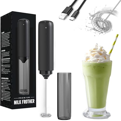 Image of SKYTONE Coffee Frother Electric with Dual Spring Tech, 13000 RPM-Stand-Up Design for Cream & Foamer for Coffee, Latte, Matcha, Hot Coffee (Black)