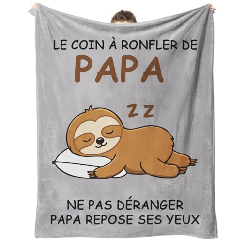 FLYWIND Cadeau Papa 130 * 150cm Couverture Cadeaux de Fête des Pères Plaid Couverture Polaire Personnalisé Cadeau Homme Fantaisie Humour Anniversaire
