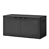 Patiowell 100 Gallon Resin Deck Box Waterproof Large Outdoor Storage Box for Patio Furniture and Garden Tools Black