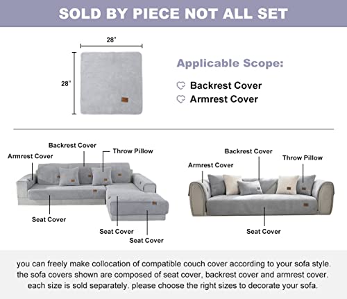 Vctops Sherpa Fleece Sofa Couch Covers Super Soft Warm Plush Sectional Couch Cover Luxury Fuzzy Furry Non Slip Sofa Slipcover Furniture Protector (Grey,28"X28") #TOP1
