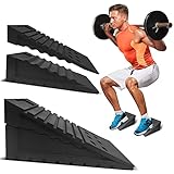 Squat Wedge Block 2-Set (4-Pcs), Rubber Non-Slip Squat Wedge for Heel Elevated Squat Adjustable, Heavy Duty Professional Squat Wedges for Weightlifting Fitness, Improve Balance Strength Performance