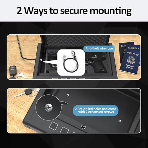 [ 20% Larger capacity ] Biometric gun safe with fingerprint lock box,Large pistol safes for handgun,nightstand hidden gun storage for bedside,quick access，ammunition storage security box for Home - Thumbnail 6