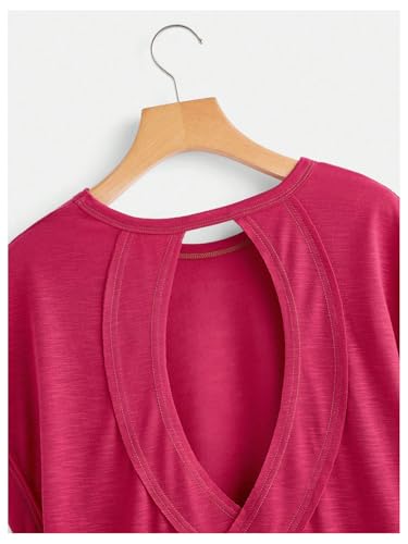 Image of SOLY HUX Women Open Back Tops Workout Backless Tee Casual Athletic Shirts Short Sleeve Oversized Gym T Shirt