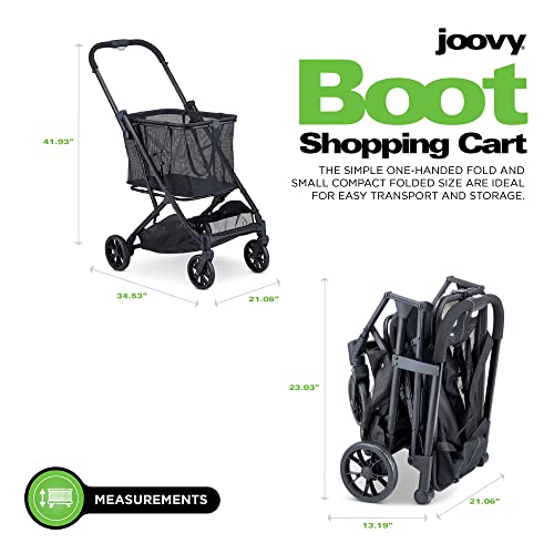Joovy Boot Shopping Cart Featuring 70 Lbs Total Weight Capacity, Stylish Removable Tote, Swivel Tires For Easy Steering, One-Handed Compact Fold, And One-Step Parking Brake (Black Frame) #TOP6