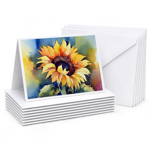 Caroline's Treasures DAC1615GCA7P Sunflowers in Watercolor Greeting Cards and Envelopes Pack of 8 Blank Cards with Envelopes Whimsical A7 Size 5x7 Blank Greeting Cards