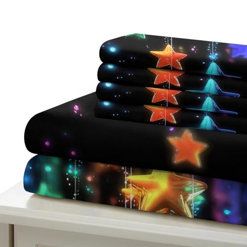 Housse de couette étoiles colorées 3D microfibre Super King