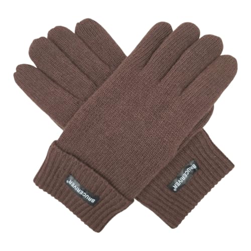 Image of BRUCERIVER Men's Pure Wool Knitted Gloves | Insulated Fleece Lining
