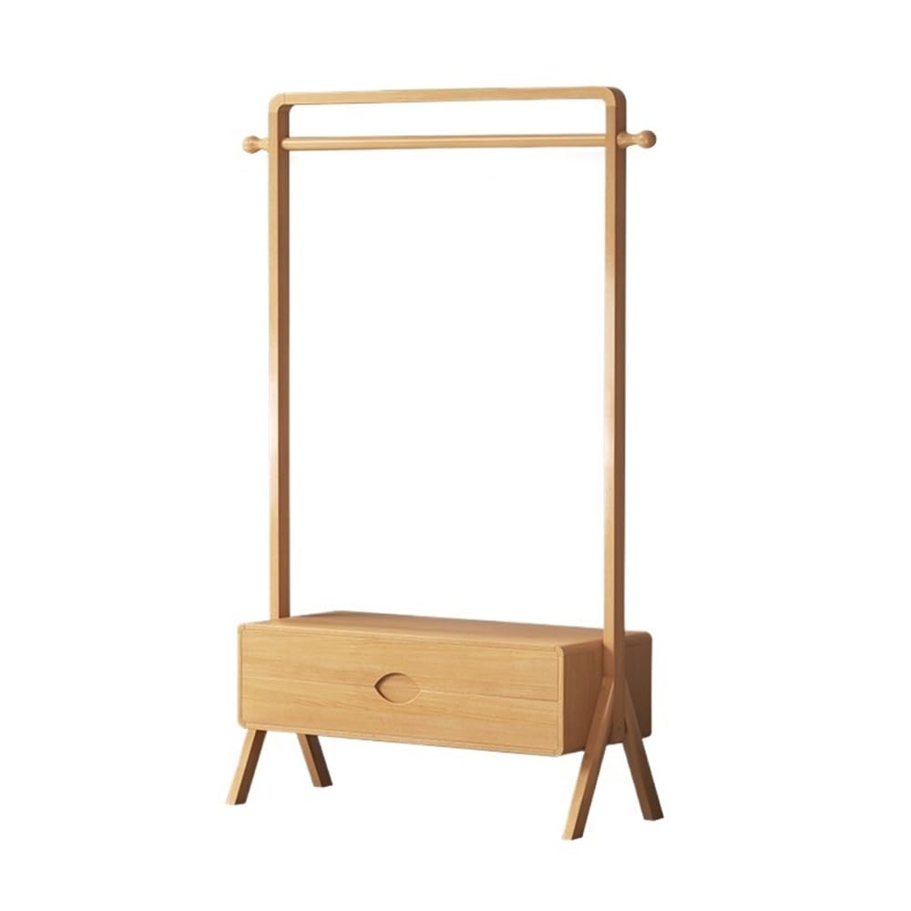 DFHS46JK Hat Rack Solid Wood Clothes Hanger Floor Household Bedroom Room Storage Vertical Bedside Simple Coat Rack for Office(Wood Color,Medium)