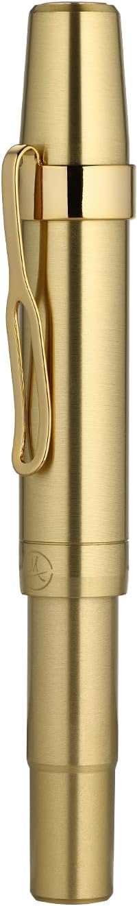 EDC Luxury Rollerball Pen, Full Brass Body, 24k Gilded Clip, Heavy Pocket Pen, Best for Men & Women, Includes Gift Box, Black Refill, Classic & Sport Design