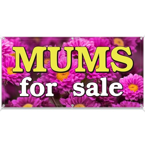 Tudomro 2x 4 Feet Mums for Sale Banner Sign Chrysanthemums