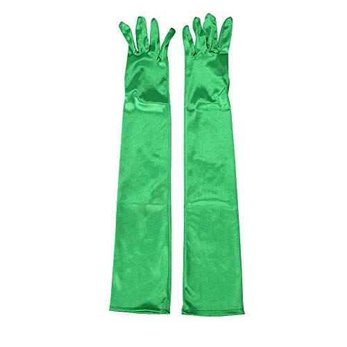 Xuhan Women's 21" Long Evening Party Satin Gloves Elbow Length Flapper Girls 1920s (Green)