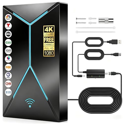 2026 Upgraded TV Antenna, 3500+ Miles Long Range HDTV Antenna with Signal Booster, Supports 4K 8K 1080p for Indoor/Outdoor, 26FT Coaxial Cable Compatible with Smart & Older TVs