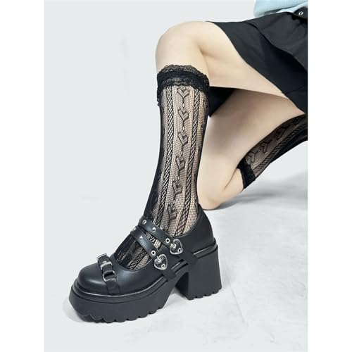 Kawii Shoes Bow Pearl Heels Lolita Platform Heels for Women Lace Cute Mary Janes Pumps3