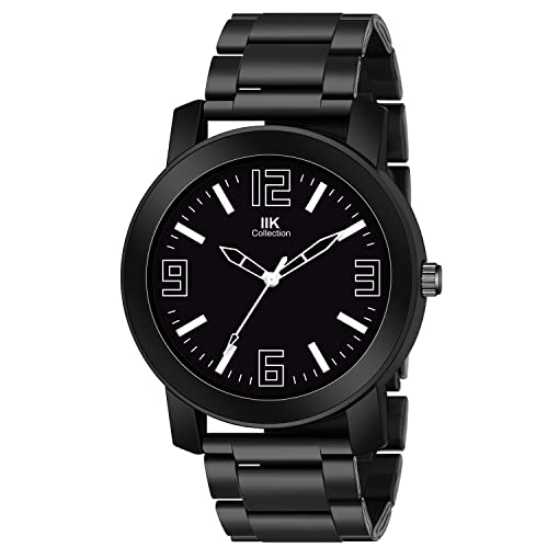 Image of IIK COLLECTION Watches for Men Round Numerical Dial |Analogue Quartz Movemnet Mens Watch|Long Battery Life|Stainless Steel Adjustable Bracelet Black Chain with Long Lasting Polish| Watches for Boys