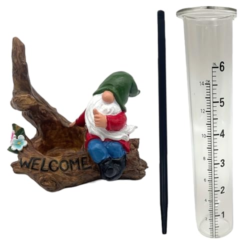 Heidouse Rain Gauge Outdoor, 7.9 Inch Adjustable Rain Gauge with Decorative Base, Perfect for Garden, Deck, Lawn, Patio, Farm